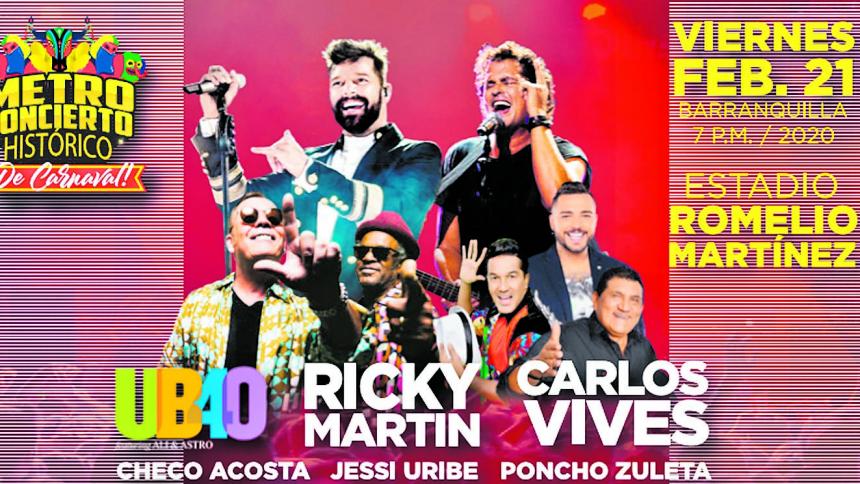 UB40 y Ricky Martin estarán por primera vez en Barranquilla en el Metroconcierto UB40 y Ricky Martin estarán por primera vez en Barranquilla en el Metroconcierto