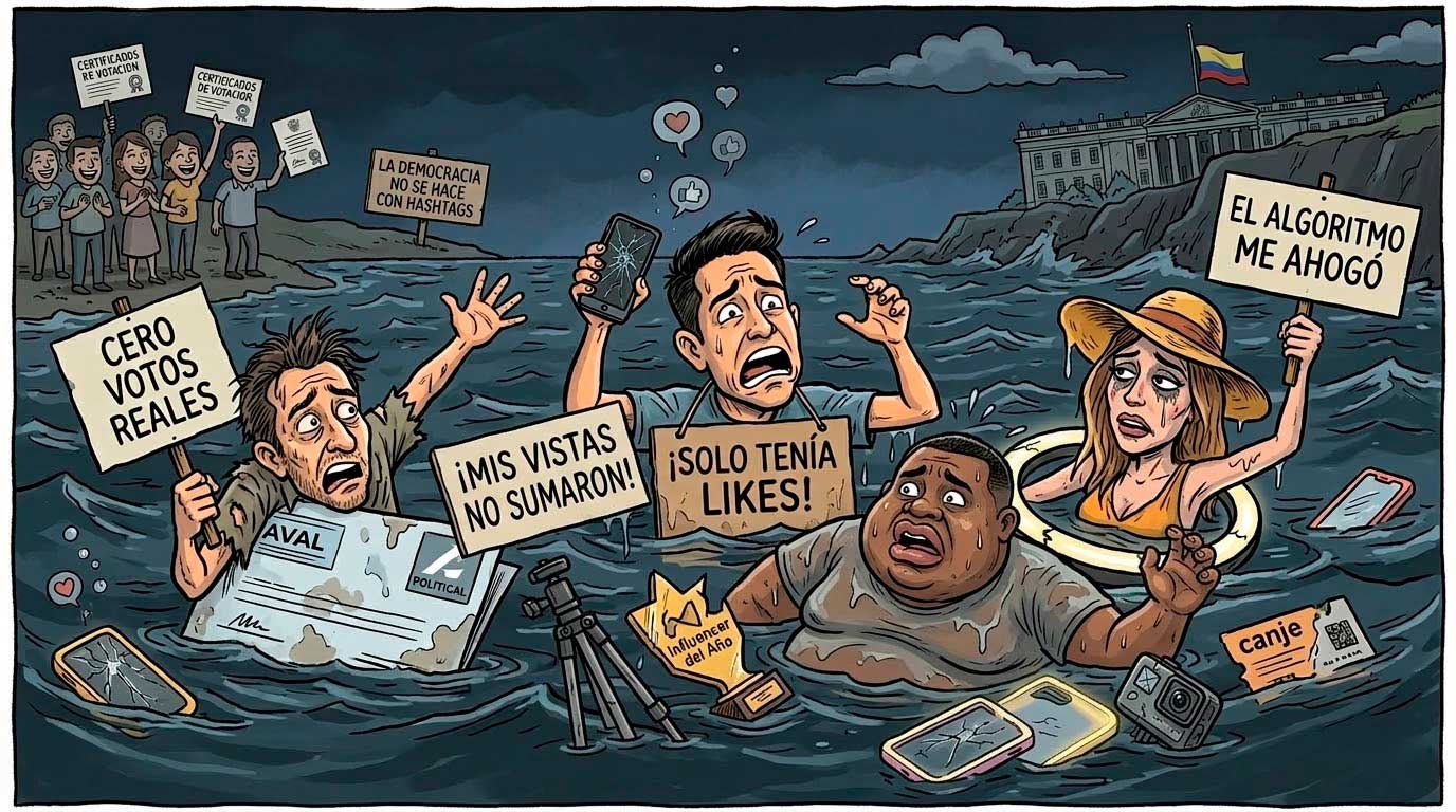 Los influencers ahogados: muchos likes, pero pocos votos Influencers ahogados en las elecciones en Colombia