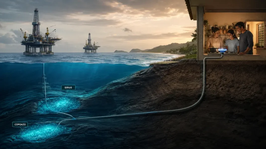 Mejores vientos para mantener encendida la llamita del gas natural en Colombia Yacimientos de gas frente al Caribe conectados conceptualmente con la llama de una cocina colombiana