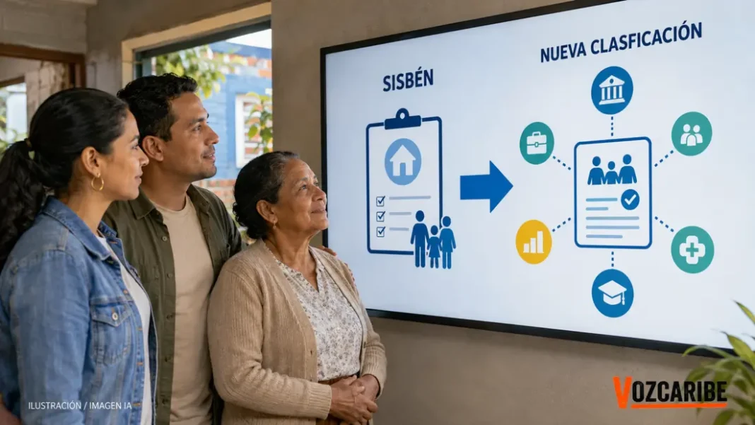 ¿Tiene Sisbén? Así puede consultar su nueva clasificación y descargar el certificado Familia colombiana observa una explicación visual sobre la transición del Sisbén hacia una nueva clasificación.